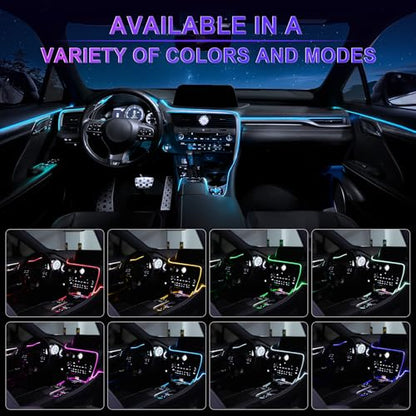Smart Car LED Interior Lights with USB Port, LED Strip Fiber Optic Lights, Wireless App and Remote Control, Sync to Music, Car Accessories Gifts for Women and Men, 6 in 1 - size: 6 in 1- Remote Control