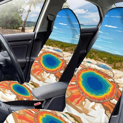 2 Pack Car Seat Towel Covers, Sweat Protector for Front Seats, Premium Thickened Microfiber with Elastic Strap, Breathable Quick Dry, Machine Washable Cover for Gym Running Universal Fit National Park - color: National Park
