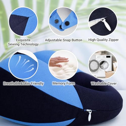 COOLBEBE Kids Travel Neck Pillow, 2PCS Softly Headrest Travel Pillow for Car & Airplane, Traveling Gifts for Toddler & Children (Black & Blue) - color: Black & Blue
