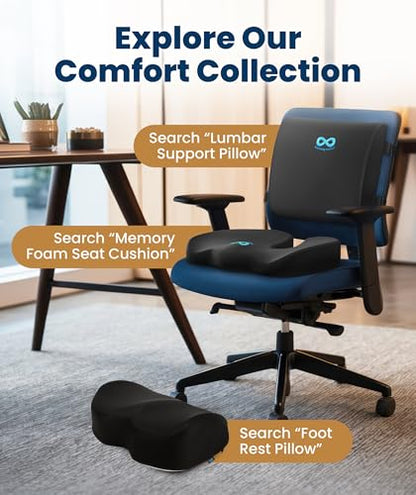Everlasting Comfort Car Seat Cushion for Driving - Orthopedic Car Cushion for Office, Travel, Gaming Chair Memory Foam Driver Booster for Short People, Non-Slip, Washable Cover, Back & Sciatica Relief