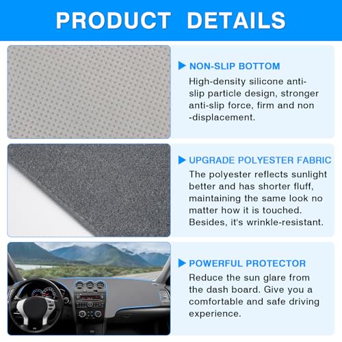 Autorder Gray Dashboard Cover Mat for Nissan Altima 2007-2012 Accessories Dash Cover Upgrade Polyester Dash Mat Sunshade Glare UV Rays Protector - size: Gray 2007-2012 Nissan Altima