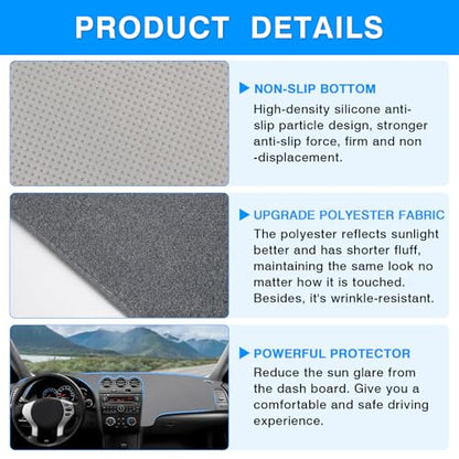 Autorder Gray Dashboard Cover Mat for Nissan Altima 2007-2012 Accessories Dash Cover Upgrade Polyester Dash Mat Sunshade Glare UV Rays Protector - size: Gray 2007-2012 Nissan Altima
