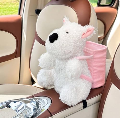 Plush Monkey Tissue Box Holder, Plush Pocket Tissue Cover for Car, Home, Office, Desk, Bathroom, Cute Decorative Soft Organizer (Bucket Back Puppy) - color: Bucket Back Puppy