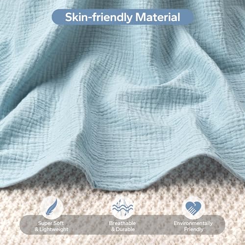 SERAPHY 100% Muslin Cotton Car Seat Cover Baby, Universal Carseat Covers, Breathable Baby Car Seat Canopy for Boys Girls, Soft Infant Car Seat Cover for Summer —Blue - color: Blue