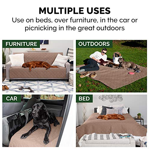 Furhaven Waterproof & Non-Slip Twin Size Mattress Cover Protector for Dogs & Cats, Washable, For Beds, Couches, & Car Seats - Quilted Twill Blanket Mattress Cover - Brownstone, Small/Twin Size