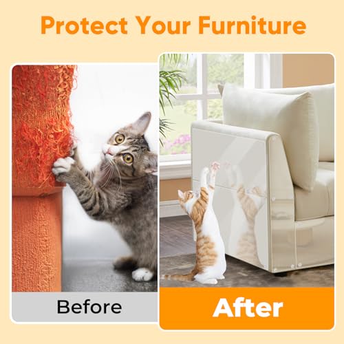 Cat Scratch Furniture Protector - 118.11"*15.75" Couch Protector from Claws - Deterrent for Furniture - Anti-Scratch Sofa Clear Protectors for Pet - Single Side Cat Tape for Door Wall