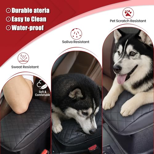 Car Center Console Armrest Cover for Ford Escape 2020-2025/Bronco Sport CX430 2021-2025, PU Leather, Middle Console Arm Rest Cushion Pad, Black - size: Bronco Sport CX430