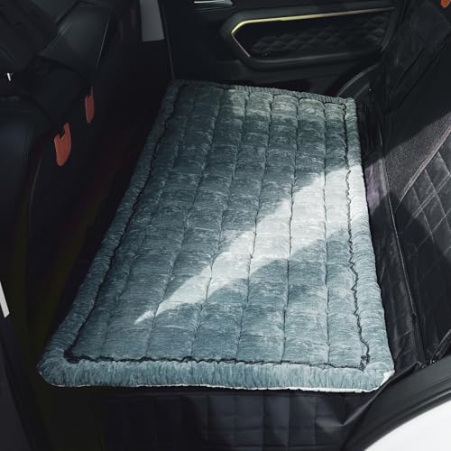 Backseat Pet Bed Mat, Truck Plaid Dog Bed for Car Back Seat, Deluxe Dog Seat Covers, Non-Slip Travel Pet Mat, Fit for Backseat Extenders and Trucks SUVs (Blue, 24.8x54 inch) - color: Blue