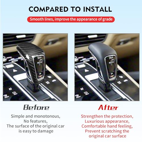 Compatible wth Carbon Fiber Gear Shift Knob Cover Automotive Shift Lever Decoration for Porsche Cayenne 2018-2023 (Black)