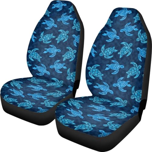 Car Seat Covers Full Set of 2, Blue Sea Turtle Cloth Seat for Auto Front Seats, Breathable Bucket Seat Covers for Cars Car Accessories for Sedan Truck SUV - color: Blue Sea Turtle