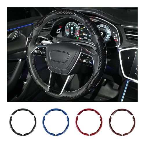 Hiseanllo Carbon Fiber Steering Wheel Cover 3PCS Set – Anti-Slip, Scratch-Resistant, Universal Fit for 14–16 Inch Wheels – Interior Car Accessories for Cars, SUVs, Trucks (Black) - color: Black