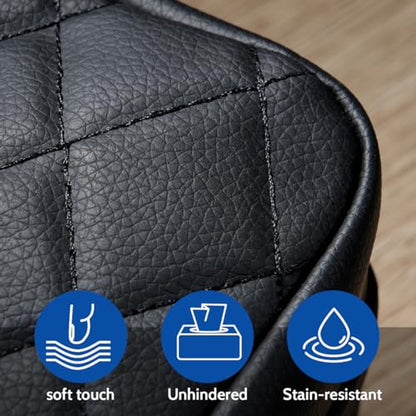 Car Tissue Holder, Standard Tissue Holder for Car Pu Leather Car Napkin Holder, Car Backseat Extra Large Tissue Organization Fit for 120-230 Tissues per Box 9.84'' x 4.72'' x 5.91'' (Black) - color: Black