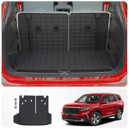 Trunk Mat Compatible with 2023-2026 Honda Pilot Cargo Mat Cargo Liner Trunk Liner Back Seat Cover Protector TPE All Weather 2025 Pilot Accessories (Trunk Mat with Backrest Mat) - style: For Honda Pilot | 2023-2026