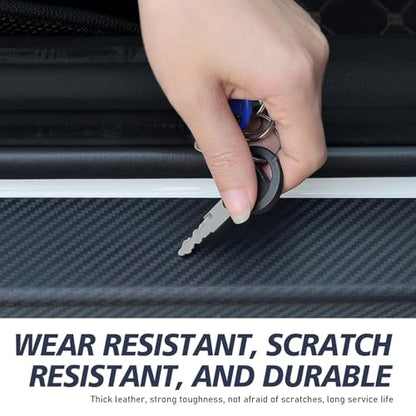 Car Door Sill Protector, 4D Carbon Fiber Flexible Flame Retardant PVC Rubber Plastic Trunk Side Door Threshold Anti Tread Stickers, Car Door Entry Guard Sill Protector for Most Car SUV Truck (Black)