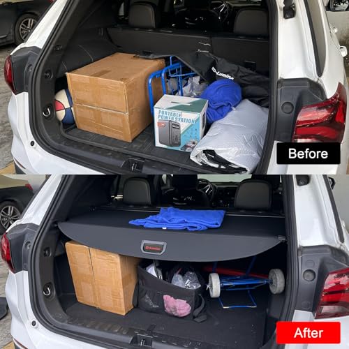 D-Lumina Cargo Cover - Compatible with Kia EV9 2024 2025 - Retractable Rear Luggage Trunk Security Covers Protector Anti Theft Shield Shade, Canvas - size: Black-Fit EV9 2024-UP
