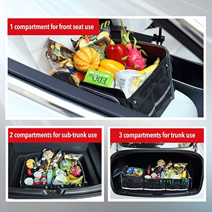 Waterproof Trunk Organizer with Insulated Leakproof Cooler Bag, Foldable Cover, Adjustable Securing Straps (Black)