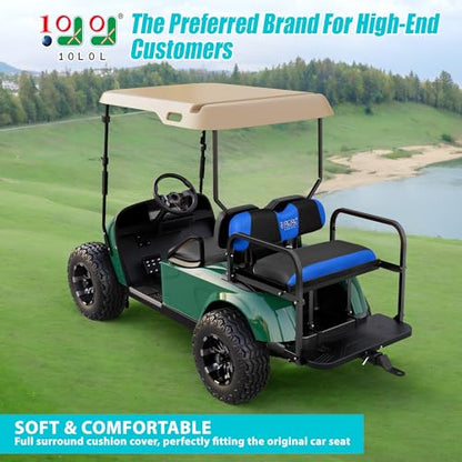 10L0L Golf Cart Seat Covers, Super Comfort Cooler Than Vinyl Seat Cover, Front and Rear Seat Cover for Yamaha EZGO Club Car, No Drilling Breathable Mesh Bench Seat Blanket, Machine Washable - color: Black + Blue, style: Rear Seat - Universal for Yamaha EZ