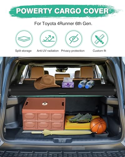 Powerty Cargo Cover for 2025 2026 Toyota 4Runner, Retractable Trunk Cover Trunk Shielding Shade for 2025 2026 4Runner Accessories Cargo Luggage Cover - size: 2025-2026 | Toyota 4Runner