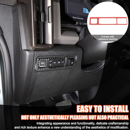 for Hummer EV Accessories Car Center Control Electronic Handbrake Trim Cover for Hummer EV 2024 2025+ Real Carbon Fiber Electronic Handbrake Switch Panel Trim (Black) - color: Black