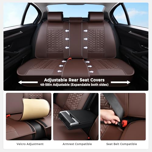 Huidasource Car Seat Covers Full Set, Car Seat Cushion Cover, Full-Cover Leather Car Seat Covers Front and Rear 5 Seats, Waterproof Automotive Seat Covers Fit for Most Cars SUV Trucks, Coffee - color: FS# Coffee, size: 5pcs Full Set
