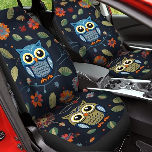 Owl Car Seat Covers for Women Men Front Seats Only 2 Pack Bucket Seat Covers Universal Fit Trucks Suvs Cars Auto Interior Accessories - color: Cartoon Owl