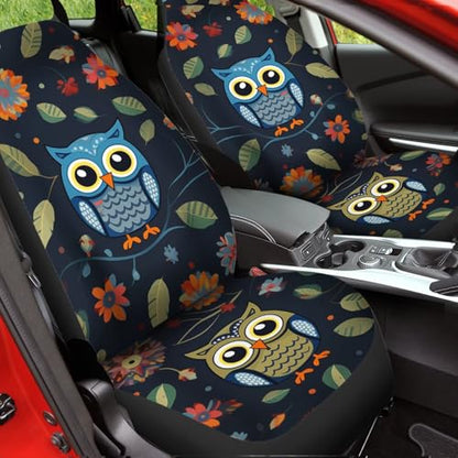 Owl Car Seat Covers for Women Men Front Seats Only 2 Pack Bucket Seat Covers Universal Fit Trucks Suvs Cars Auto Interior Accessories - color: Cartoon Owl
