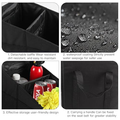 Trunk Organizer - Car Seat Organizer Front or Backseat Organizer for Travel, 16L Waterproof Foldable Car Organizer for SUV & Sedan, 1680D Oxford Polyester (black)