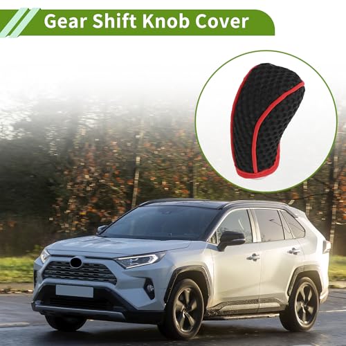 Universal Gear Shift Knob Cover Stick Shifting Handle Protector Manual Fabric 1Pc Anti-Slip Black - color: Black Red