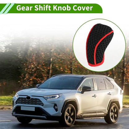 Universal Gear Shift Knob Cover Stick Shifting Handle Protector Manual Fabric 1Pc Anti-Slip Black - color: Black Red