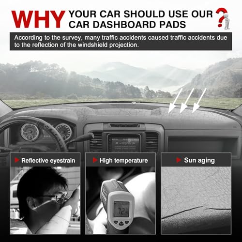 Autorder Gray Dashboard Cover Mat for Dodge Ram 1500 2500 3500 2009-2018 Accessories Dash Cover Upgrade Polyester Dash Mat Sunshade Glare UV Rays Protector - size: Gray 2009-2018 Dodge Ram