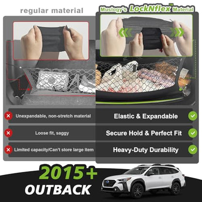 Truck Bed Cargo Net Trunk Netting Compatible with 2015-2025 2026 Outback Accessories, Pickup Cargo Organizer SUV Sedan Storage Net w/Heavy Duty Carabiners - style: 2015+ Outback