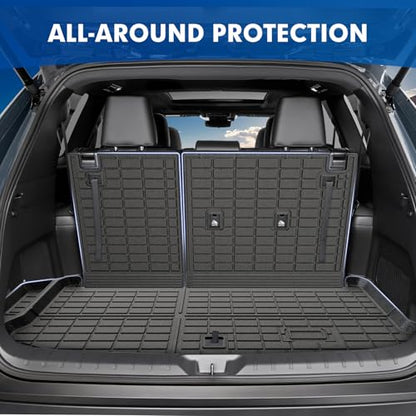 Mixsuper Cargo Liner for Toyota Grand Highlander 2024-2026, All Weather All-in-One Trunk & Backrest Mat, TPE Rear Seat Protector Accessories - size: 24-26 |Grand Highlander| Cargo & Backrest Mat