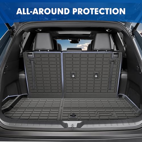 Mixsuper Cargo Liner for Toyota Grand Highlander 2024-2026, All Weather All-in-One Trunk & Backrest Mat, TPE Rear Seat Protector Accessories - size: 24-26 |Grand Highlander| Cargo & Backrest Mat