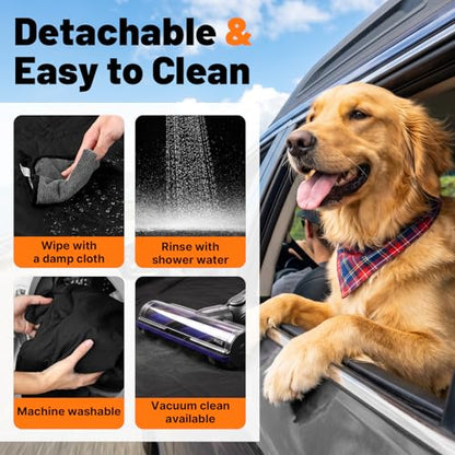Dog Back Seat Cover, 600D Heavy Duty Durable Rear Seat Protector Waterproof Dog Hammock for Car Scratch Proof with Nonslip Universal for Sedan, Trucks and SUV (Black) (Black)