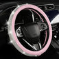 Bling Diamond Leather Steering Wheel Cover, Pink Steering Wheel Covers for Women Girls with Crystal Rhinestones, Universal Fit 14.5“-15" Car Steering Wheel Bling Cover Accessories - color: Crystal White Diamond