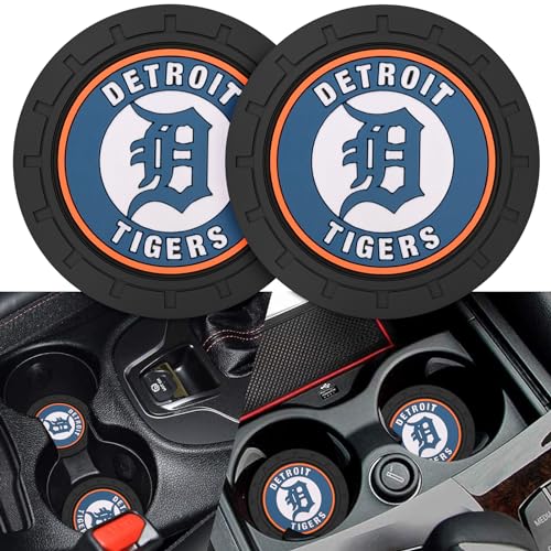2PCS Car Cup Holder Coaster,Auto Cup Holder Insert Coaster for Detroit Tigers Baseball Fans, Non-Slip Car Drink Holder Mat, Interior Accessories, Detroit Tigers - color: For Tigrs