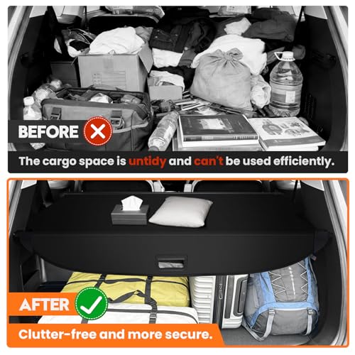 Powerty Retractable Cargo Cover for 2020-2025 Kia Telluride - Canvas Texture Trunk Cover Privacy Screen Rear Security Shade for Telluride Accessories - size: 2020-2025 | Kia Telluride