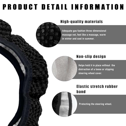 Wevdn Elastic Stretch Steering Wheel Cover, 15"×15" Microfiber Breathable Ice Silk Steering Wheel Protector, Anti-Slip Elastic Steering Wheel Cover for Men Women, Car Accessories (Black) - color: Black