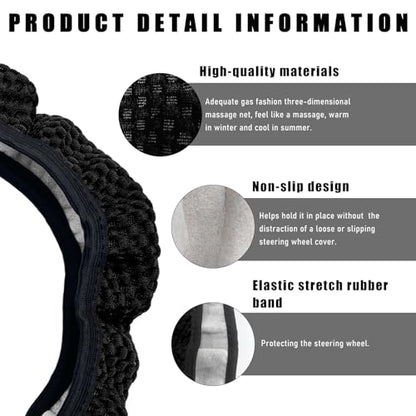 Wevdn Elastic Stretch Steering Wheel Cover, 15"×15" Microfiber Breathable Ice Silk Steering Wheel Protector, Anti-Slip Elastic Steering Wheel Cover for Men Women, Car Accessories (Black) - color: Black
