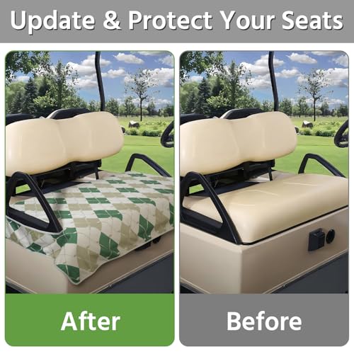 Golf Cart Seat Covers, Universal Golf Cart Seat Towel Blanket for Yamaha, EZGO, Club Car, Icon and More 2-Seat Carts, 100% Microfiber Keeps Seat Comfortable and Clean - color: green