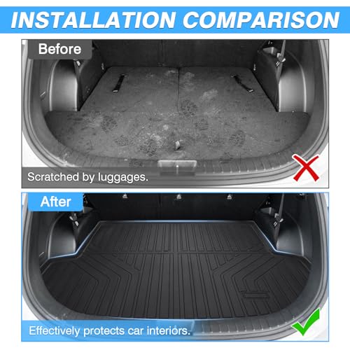 Powerty Trunk Mat for 2021 2022 2023 Hyundai Santa Fe 5 Seats Hybrid Accessories Cargo Mats TPE All Weather Cargo Liner Heavy-Duty Trunk Liners - size: Cargo Mat｜For｜21-23｜Hyundai Santa Fe 5 Seats