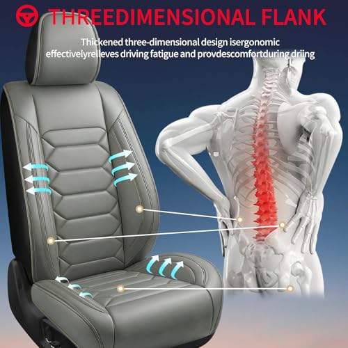 Fit Caliber Car Seat Covers (Only Front 2 Seats) Compatible with Dodge Caliber 2008 2009 2010 2011-Full Coverage Breathable Leather, Airbag Compatible, Waterproof & All-Weather, Grey - color: Front Pair F1 grey, size: Dodge-Caliber-2008-2011