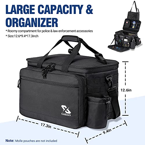 Golkcurx Patrol Bag for Law Enforcement Police Gear, Water-resistant Front Seat Organizer with Adjustable Modular Interior & MOLLE System, Heavy Duty Duty Bag for Patrol Officers Security, Black