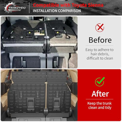 Cargo Mat Compatible with 2021-2025 2026 Toyota Sienna 7&8 Seats Cargo Liner Cargo Mat Trunk Mat Trunk Liner Back Seat Cover 2024 Sienna Accessories (Upgrade Trunk Mat+Backrest Mats) - style: For Toyota Sienna | 2021-2026