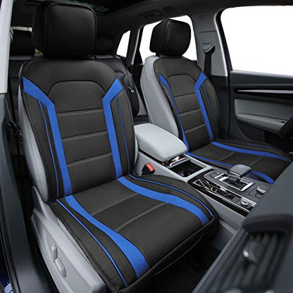 FH Group Car Seat Cover Cushion - 2 Pack Seat Covers for Cars Trucks SUV, Faux Leather Car Seat Cushions, Waterproof Car Seat Cover Cushion, Universal Fit Car Seat protector Front Set Blue - color: Blue - Front Set
