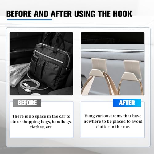 2PCS Car Co-Pilot Glovebox Hooks, Front Passenger Seat Glovebox Storage Hanger for Purse Key Umbrella Cable, Multifunctional Glove Compartment Holder Organizer Hook, Universal Fit (Beige) - color: Beige