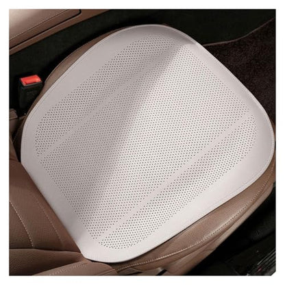 Summer Car Seat Cushion Perforated Breathable Ventilated Non-Slip All-Season Auto Cushion Pad(White,Front seat) - color: White, size: Front seat