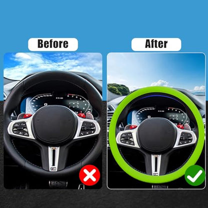 JDDRY Car Steering Wheel Cover, Universal Fit Silicone Automotive Steering Wheel Protector, Light Green, 1PC - color: Light Green