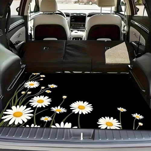 Universal Car Trunk Mat 29" x 39", Daisy Design Print All Weather Trunk Protection Cargo Liner, Durable Cargo Mat Rear Trunk Liner, Stylish Vehicle Interior Accessories Suitable for Most Car Models - color: Daisy Design Print, size: 29" x 39"