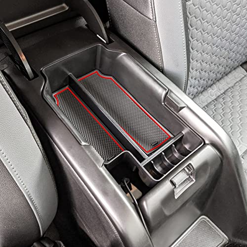 EDBETOS Center Console Organizer Tray Compatible with Chevy Colorado GMC Canyon Accessories 2015 2016 2017 2018 2019 2020 2021 2022 Armrest Secondary Storage Glove Box (Red Trim) - color: Red